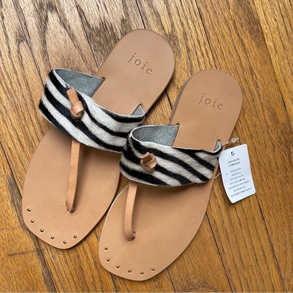 Joie Shoes - NEW Joie Baled Slide Sandal Thong Zebra Made in Italy Calf Hair Size 35 NWT